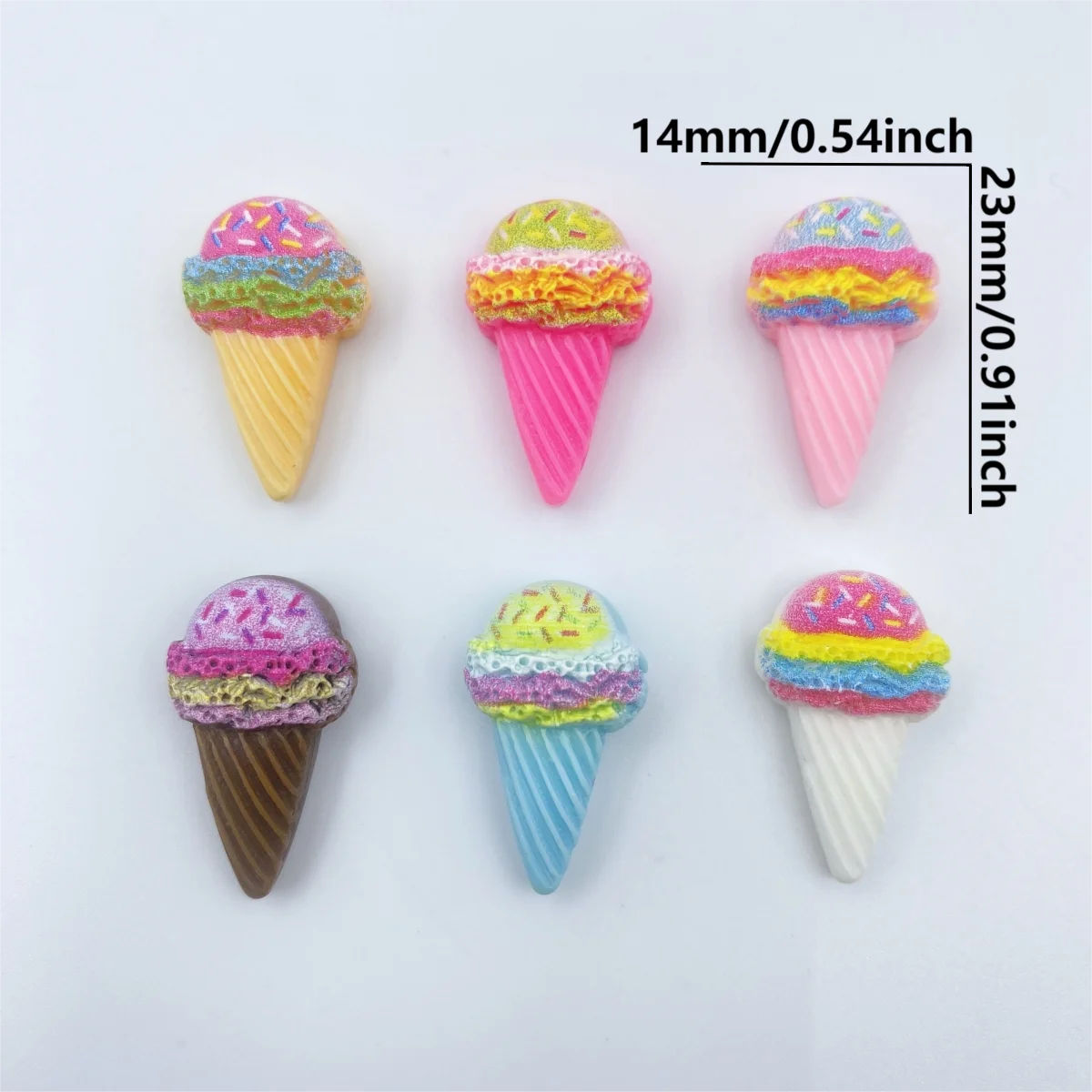 20PCS cute cone ice cream flat back resin figurine DIY scrapbook bow accessories home crafts