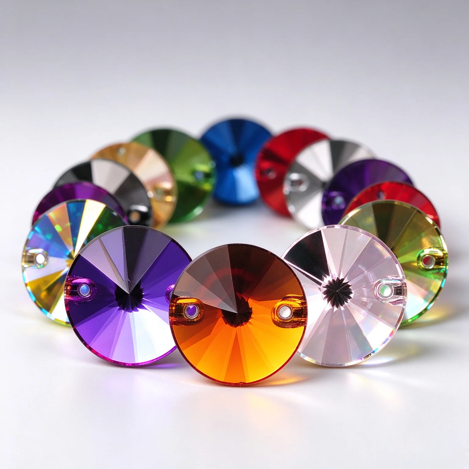 K9 Rivoli Sew-on Stone Crystal Sparkling Fancy Round Sewing Stones Glass Crystal Rhinestones for DIY Clothing Wedding Garment