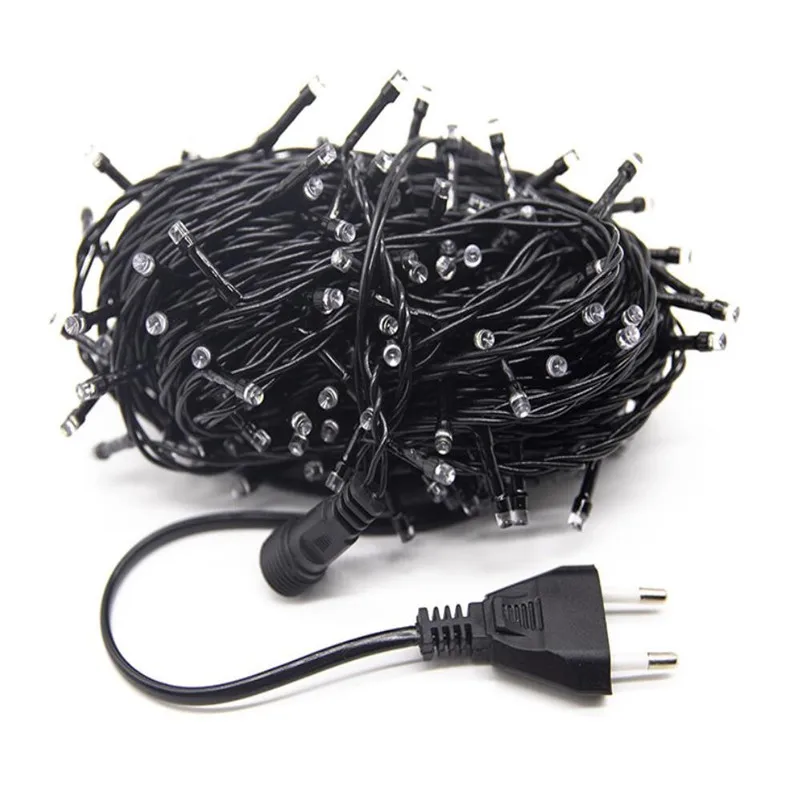 LED 20 meters black green cord 200Led lights lamp outdoor waterproof string lights christmas decoration lights