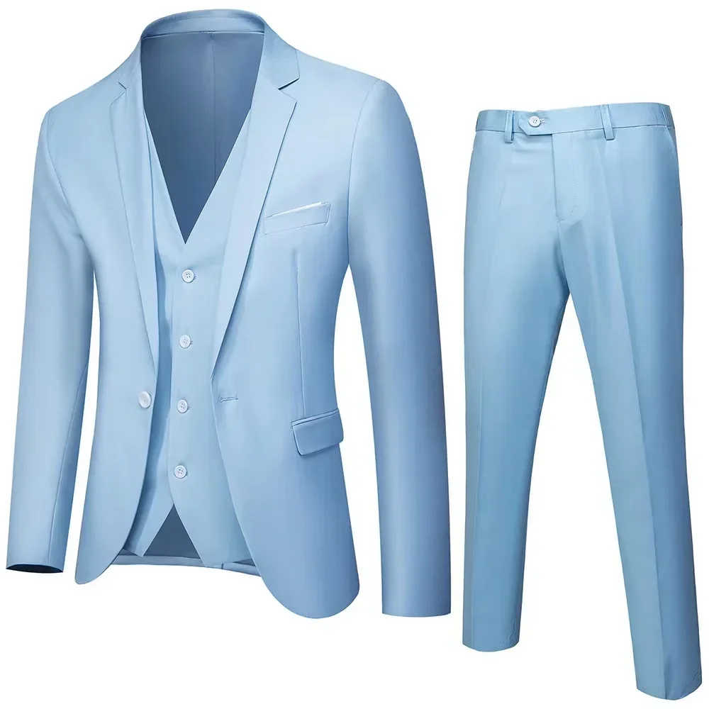 Mannen Pakken 3-delige set Notched Revers Slim Fit Smoking Formeel Smart Casual Bruiloft Pak Twee Knopen Aanpasbaar