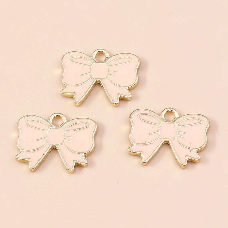 10 stks 18*14mm 5 kleuren Cartoon Emaille Lint Strik Bedels voor Oorbellen Kettingen DIY Handgemaakte Sieraden Maken accessoires
