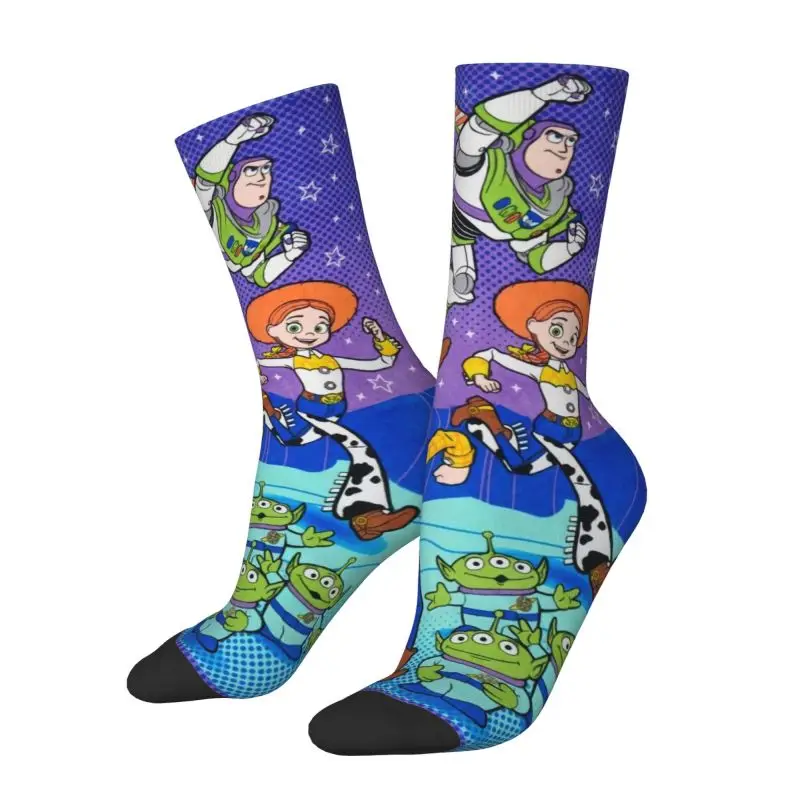 Custom Toy Story Green Aliens Dress Socks Men's Women's Warm Fashion Novelty Buzz Lightyear Crew Socks