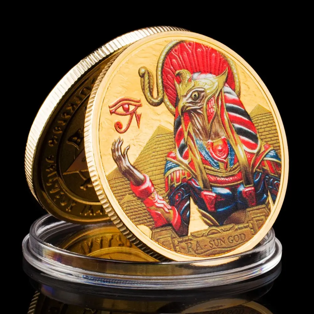 Egyptian Mythology The Eye of Horus Souvenir golden Plated Collectible Coin 10 pcs