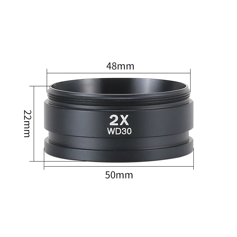 

WD30 2X Auxiliary Objective Lens M48mm Thread Barlow Lens for Binocular Trinocular Stereo Microscope M48*0.75