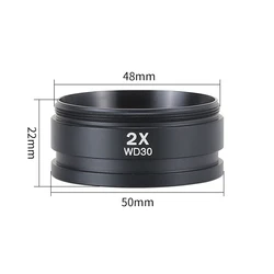 WD30 2X Auxiliary Objective Lens M48mm Thread Barlow Lens for Binocular Trinocular Stereo Microscope M48*0.75