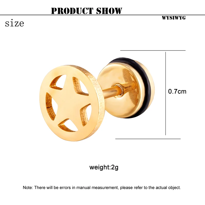 1piece Korea Geometric Star Ear studs for Man Women Minimalist Round Hollow Statement Earrings Male Stainless steel Ear Jewelry