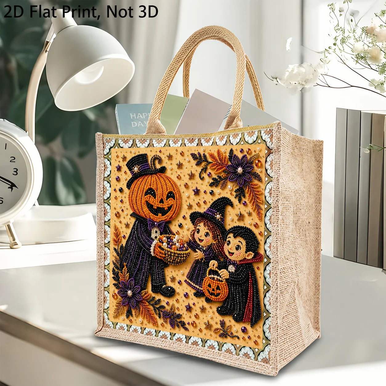 Halloween Painting Bag Large Capacity Pearl Painting Bag Handmade Craft Tote Bag Multicolor For Personal Belongings Storage