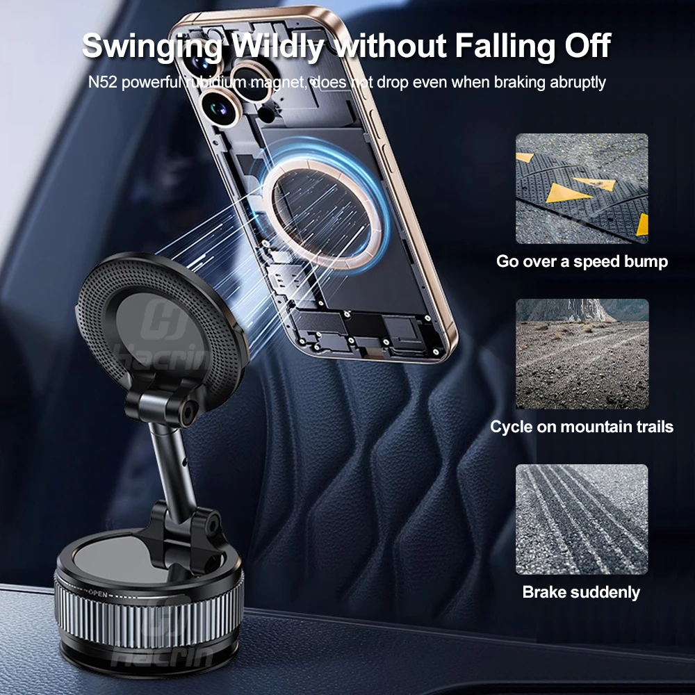 マグネット式車載ホルダー 磁気吸盤付き ミニポータブル折りたたみ式携帯電話ブラケット iPhone 16 15 14 13 12対応 スマホスタンド