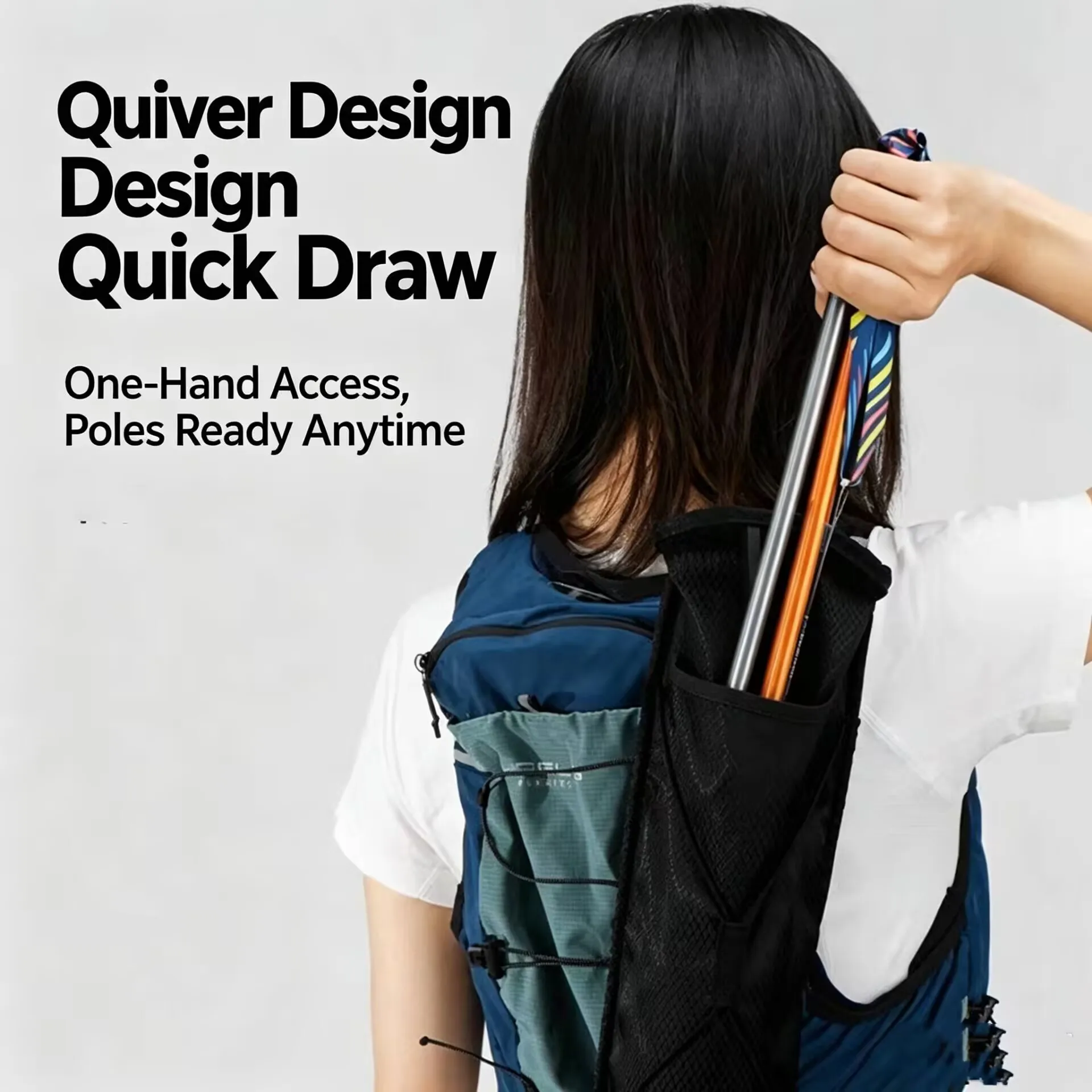 1 Piece Trekking Pole Holder Bag Adjustable Walking Stick Storage Pouch for Trail Running Vest Backpack Hiking Outdoor Accessory image 4