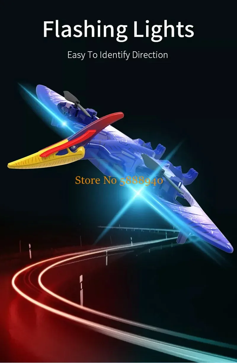 Simulation Pterosaur Shape Dinosaur Remote Control Aircraft Fighter Model 2.4G Attitude Hold Headless Model RC Drone With Sound