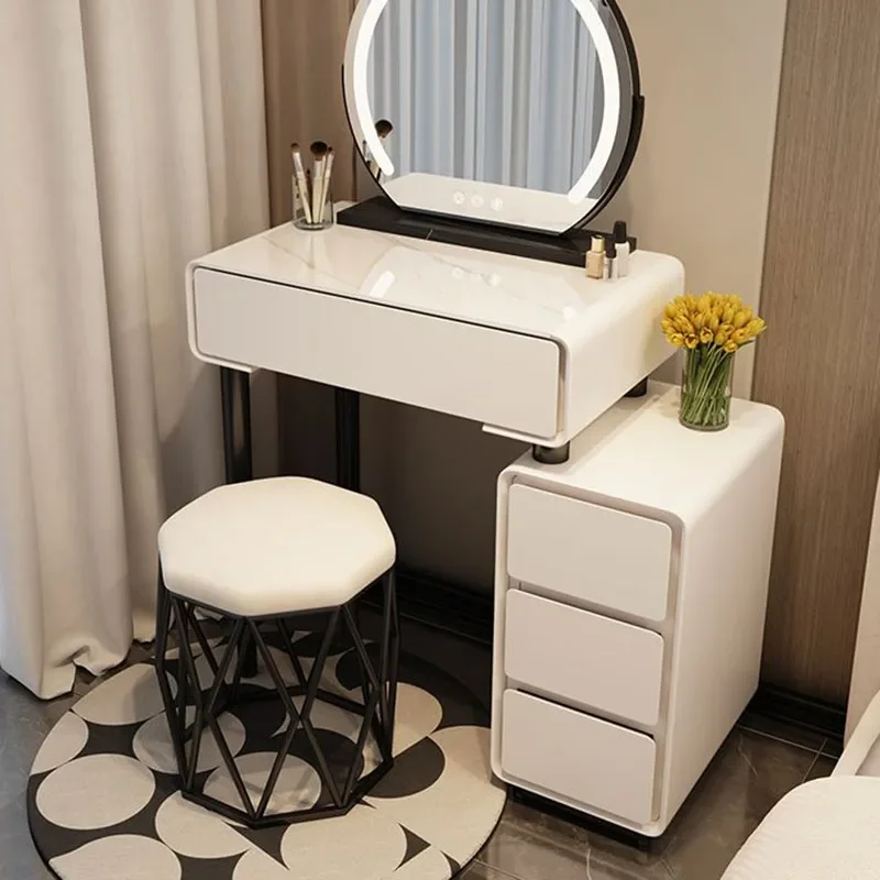 

Vanity Dressing Table Mirror Desk Chair Salon Organizer Computer Desks Drawers White Tocador Maquillaje Luxury Bedroom Furniture