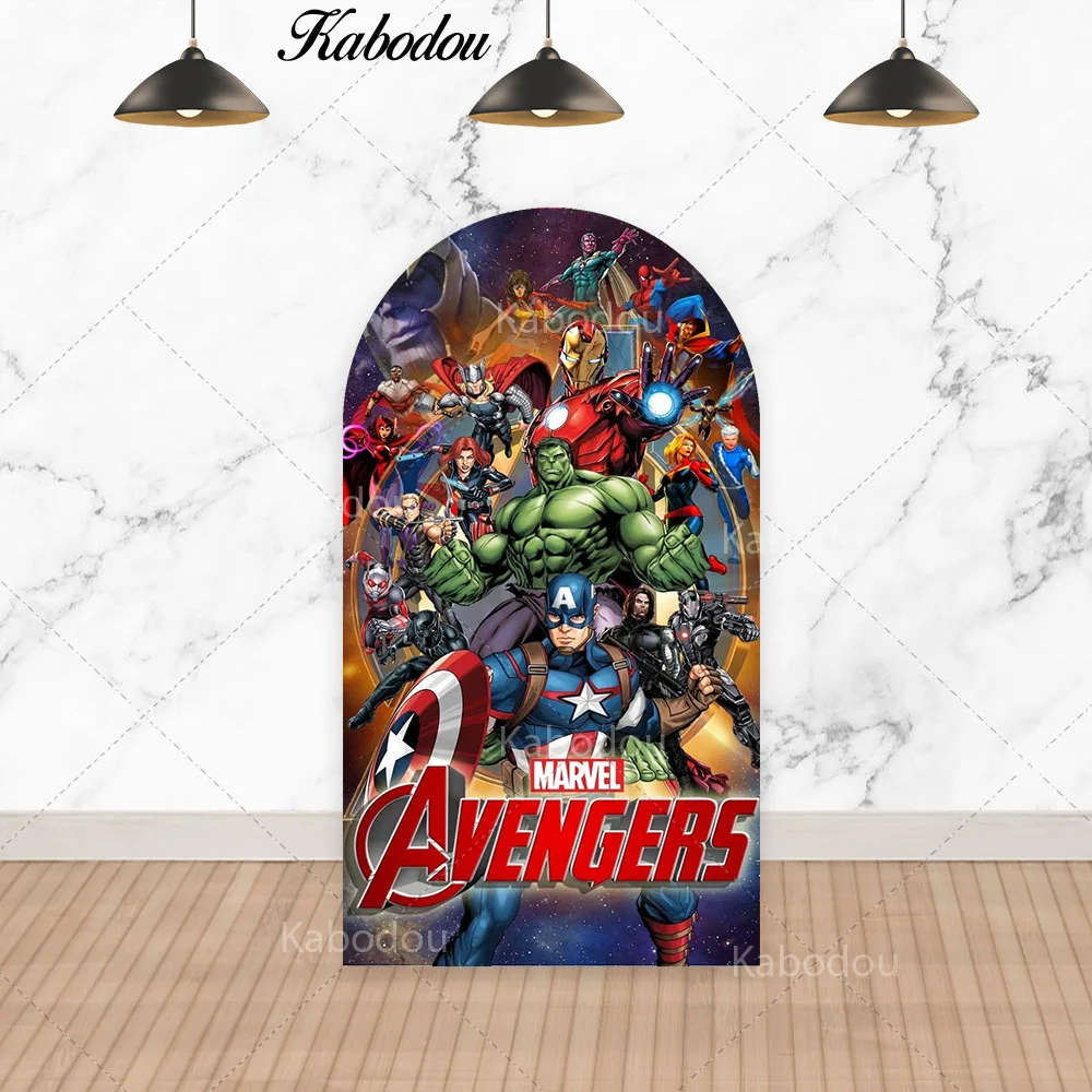 The Avengers Arch Photo Backdrop Arched Wall Kids Birthday Marvel SuperHero Theme Spiderman Hulk Photography Background