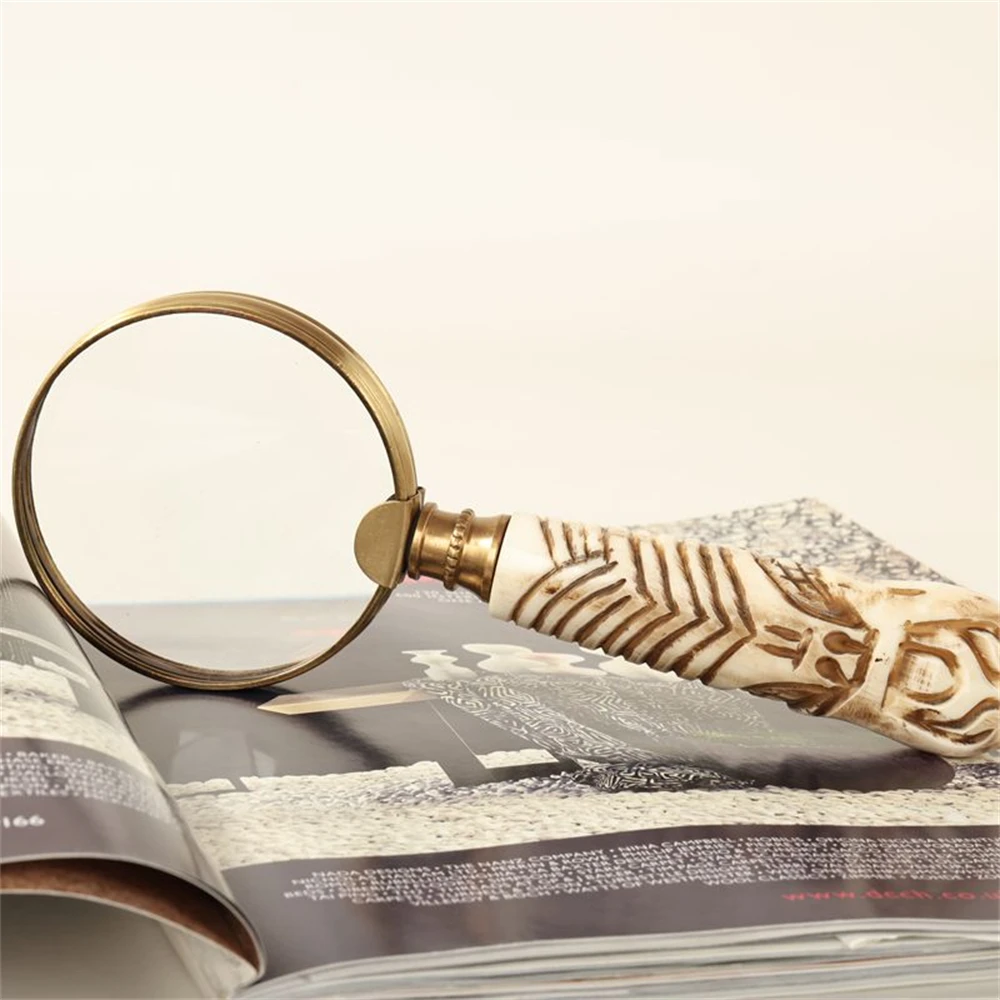 American Retro Brass Magnifying Glass Ornament Handheld Elderly Tudy Magnifying Glass Desktop Decoration Ornament Gift
