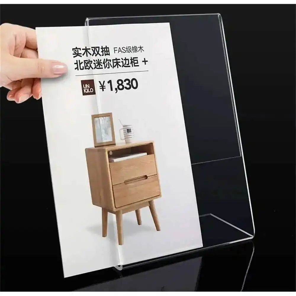 A6 Flat Frame Acrylic Wall Sign Holder Clear Plastic Plexiglass Card Sleeve Document Display