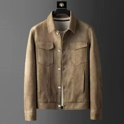 Men's fashion retro cargo lapel casual coat top