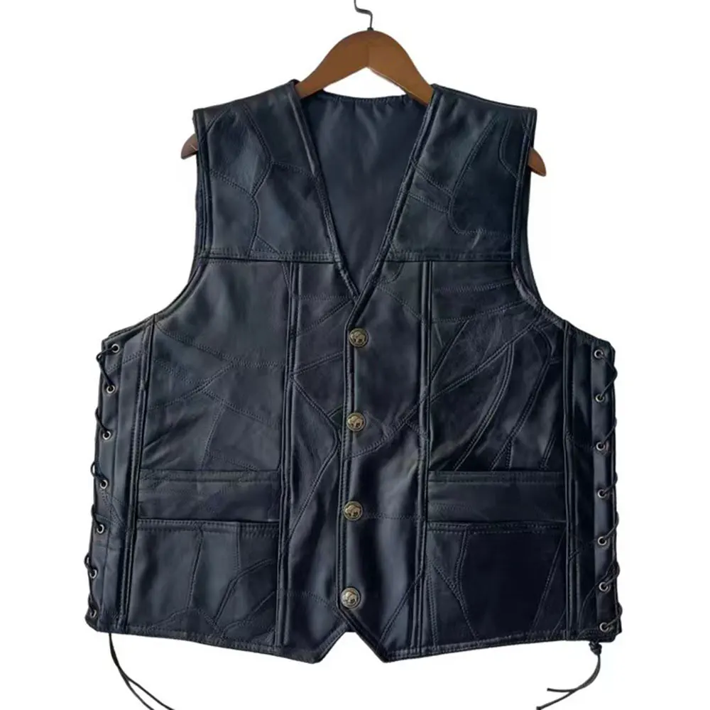 PU Leather Motorcycle Jacket Vest Men Chaqueta Moto Moto Motocross Riding Jacket Standing Neck Zipper Casual Slim Fitting Jacket