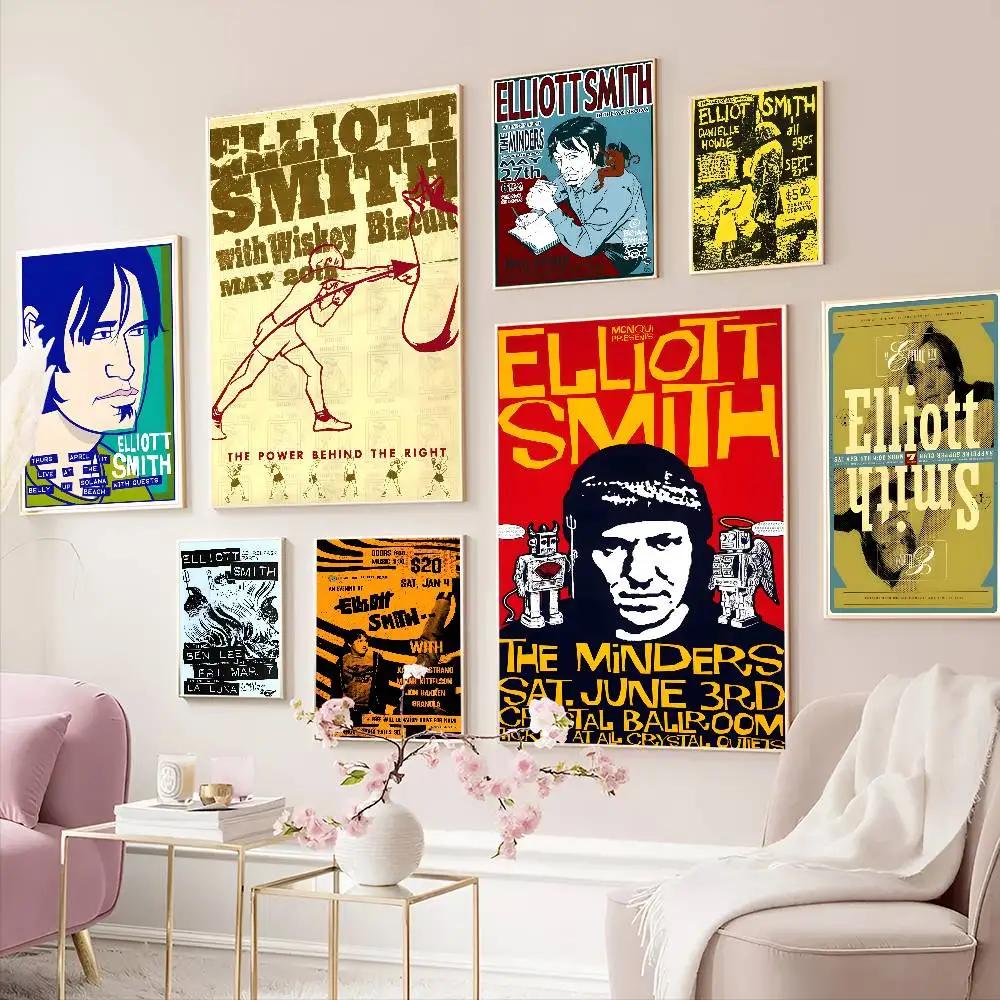 Singer Elliott Smith Anime Classic Self-adhesive Art Poster Whitepaper Sticker DIY Room Bar Cafe Wall Decor