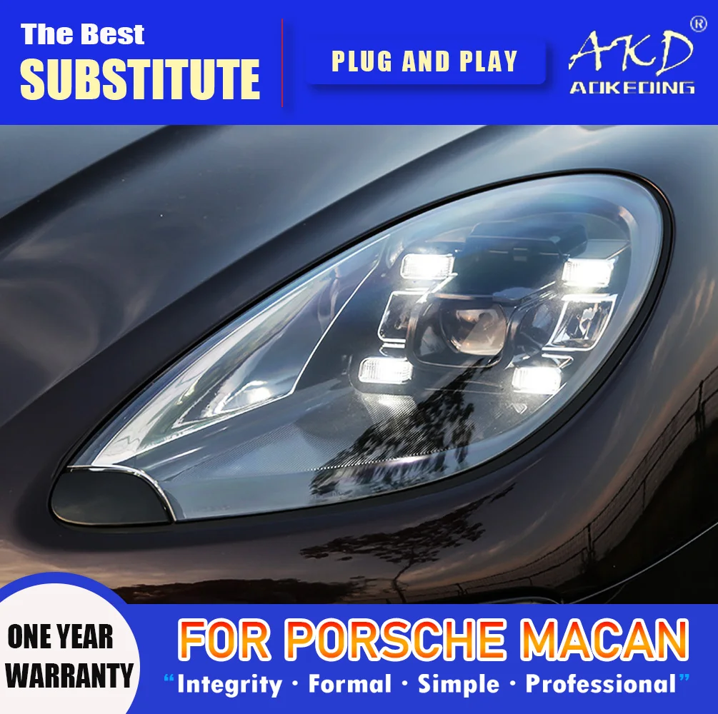 AKD Head Lamp for Porsche Macan LED Headlight 2014-2018 Headlights Macan DRL Turn Signal High Beam Angel Eye Projector Lens