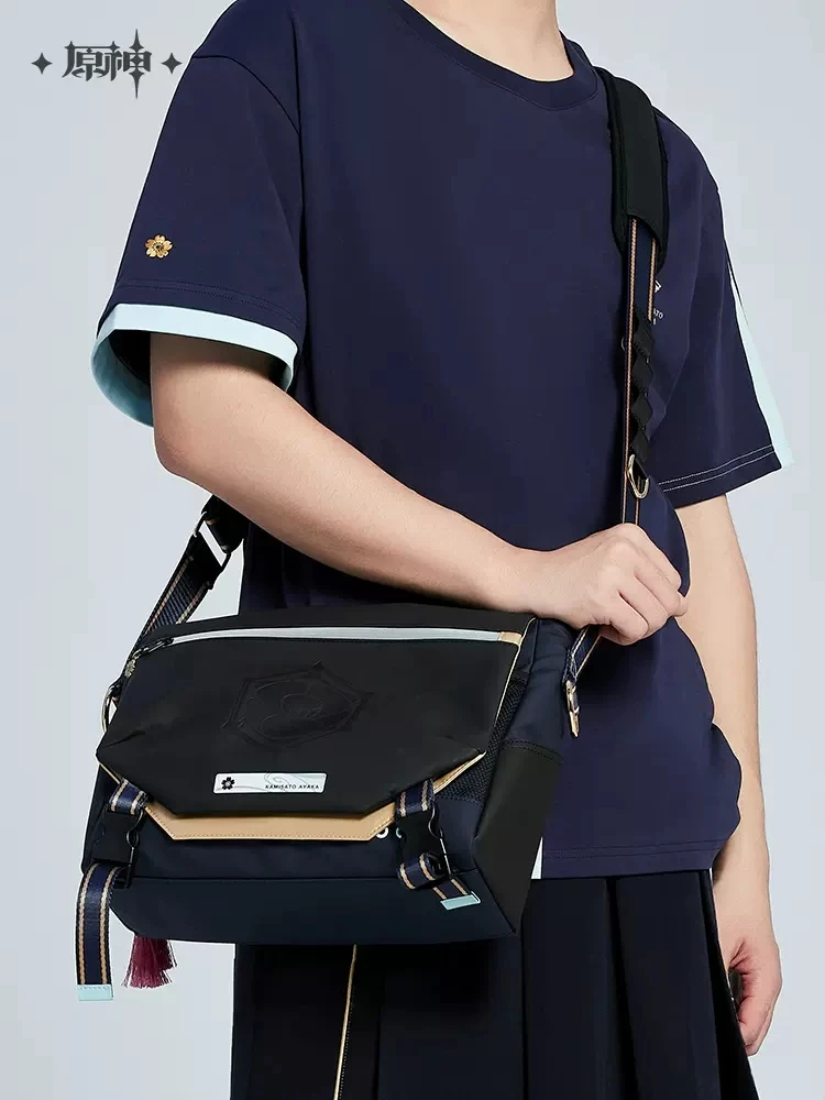 [Genuine] Kamisato Ayaka Cosplay Fashion Backpack Anime Game Genshin Impact Topics Crossbody Bag Costume Accessories Halloween
