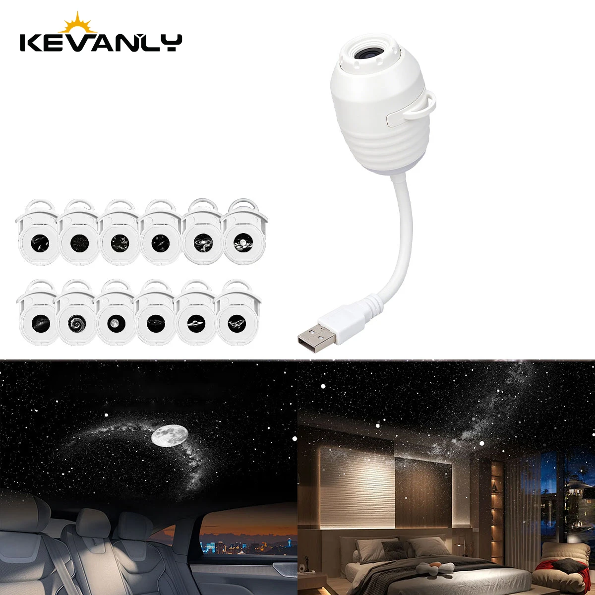 USB Projector Light Halloween Moon Lamp Christmas Holiday Night Light Rotatable Scenes Projector for Wall Ceiling Decor Lighting