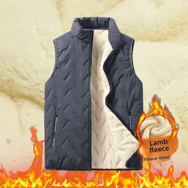 سترة رجالية أنيقة مبطنة بالصوف بياقة عالية، جاكيت شتوي دافئ من القطن، ملابس كاجوال للشباب، سميكة مع إغلاق بسحاب