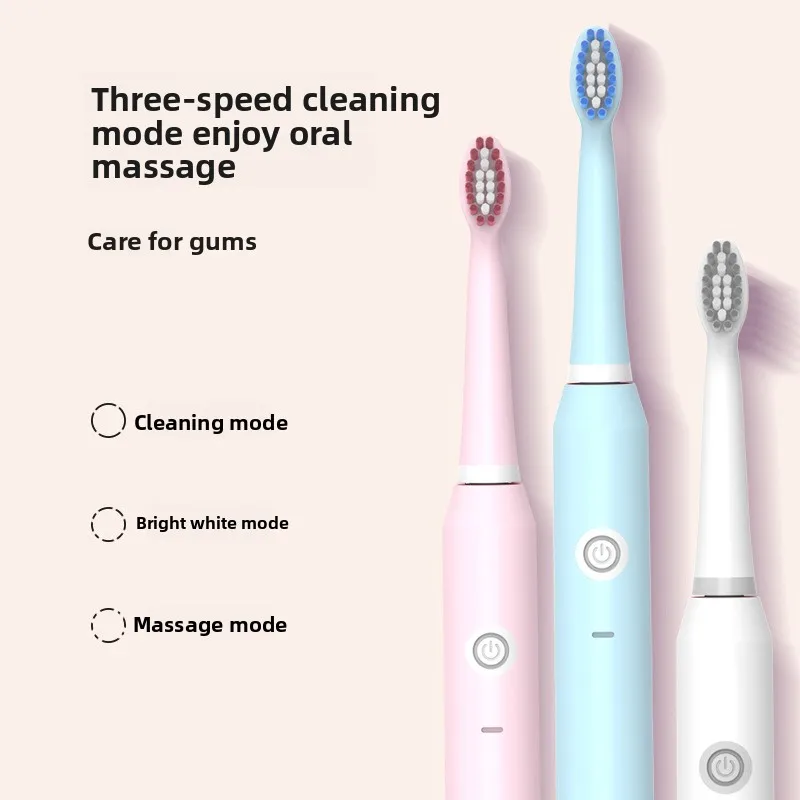 

IPX7 @Водонепроницаемая электрическая зубная щетка — перезаряжаемая, мягкая и средняя щетина, 3 режима, минималистичный дизайн для взрослых