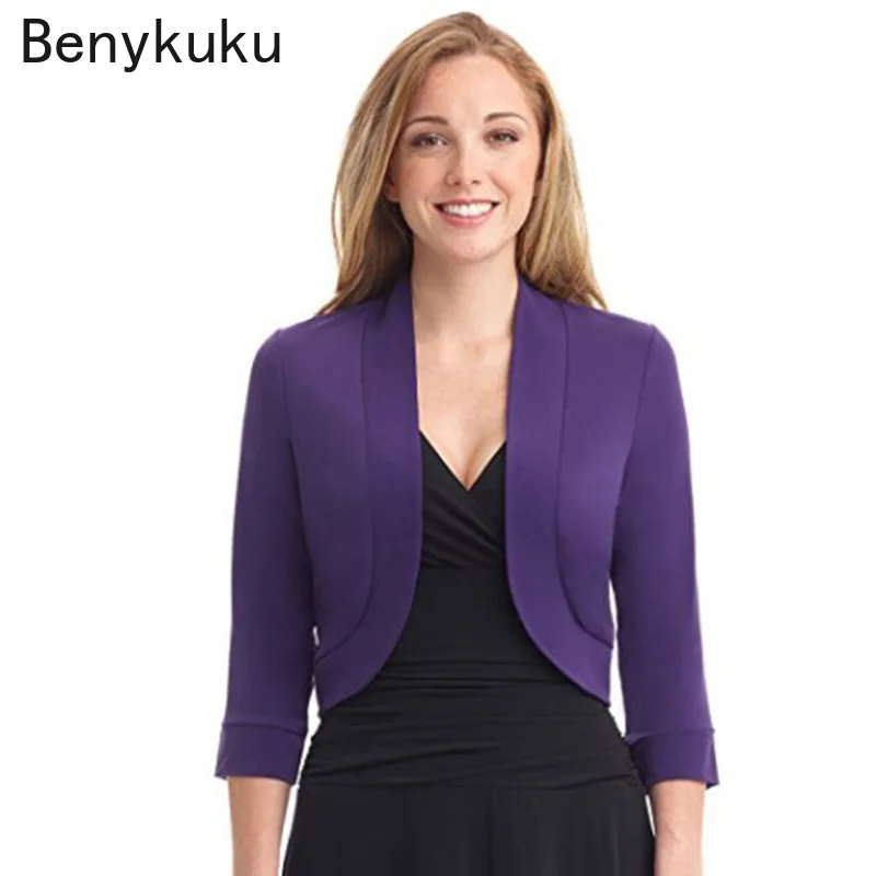 Women 3/4 Sleeve Cropped Bolero Short Shrug Top Autumn Party Clothes for  Woman Open Stitch Cardigan Casual Coats and Jackets - AliExpress 200000345