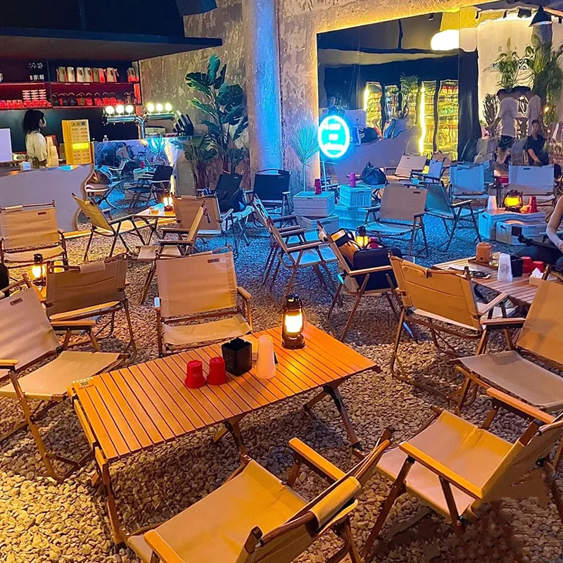 

Internet celebrity camping style bar table and chair combination clear bar bistro barbecue cafe milk tea shop outside the leisur