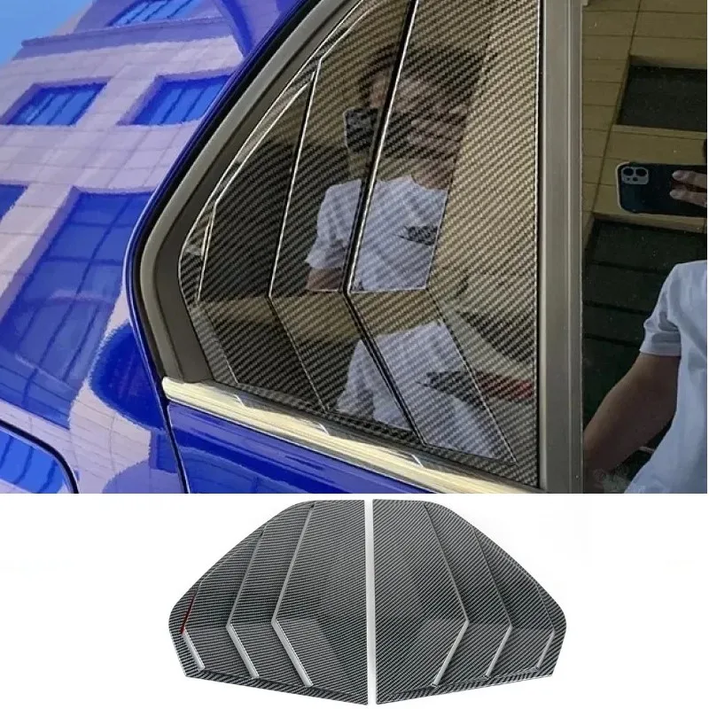 Car Rear Window Shutter Cover Louver Side Vent Trim For VW Golf 8 MK8 GTI GTD GTE 2021 2022 Carbon Texture Exterior Accessories