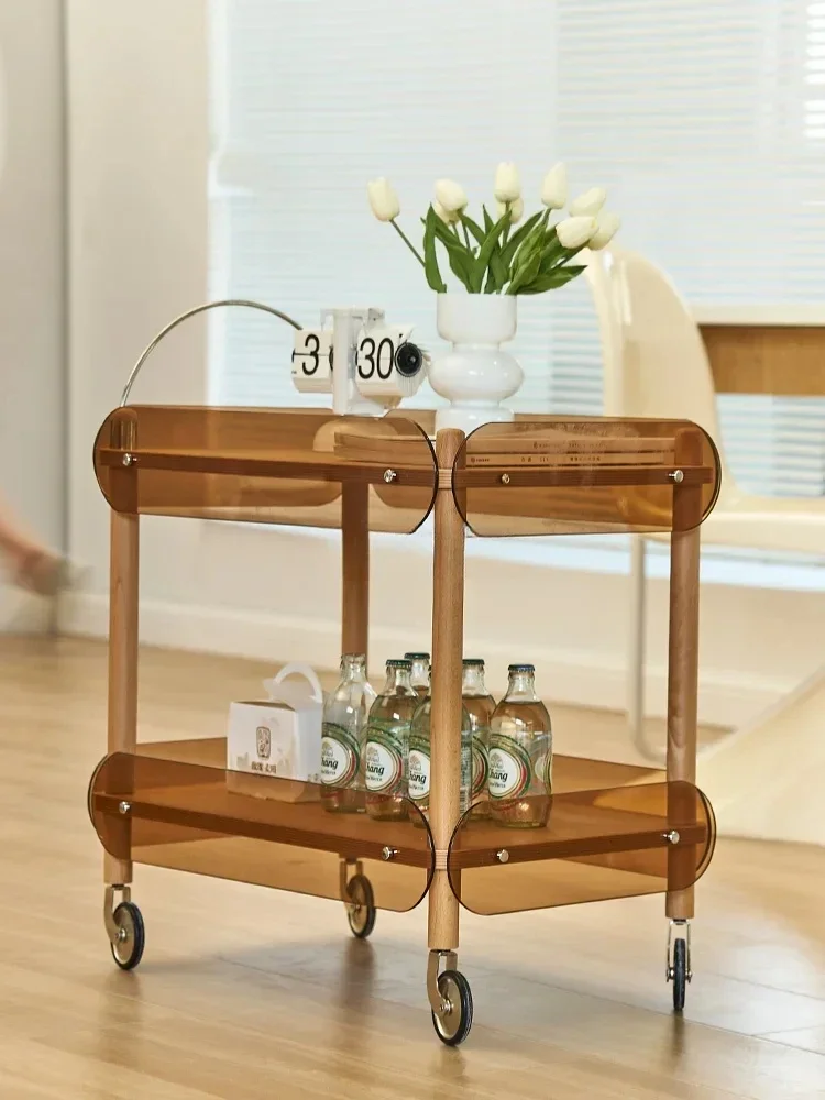 Massivholz wagen beweglicher Haushalt kleine Wohnung Wohnzimmer Glas Sofa Rack Ecke