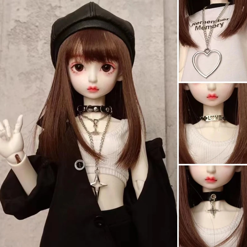 

60/45/30cm Doll Necklace for 1/3 1/4 1/6 BJD Doll Neck Chain Choker Doll Accessories Love Collar Daily Dress Up Girl DIY Gift