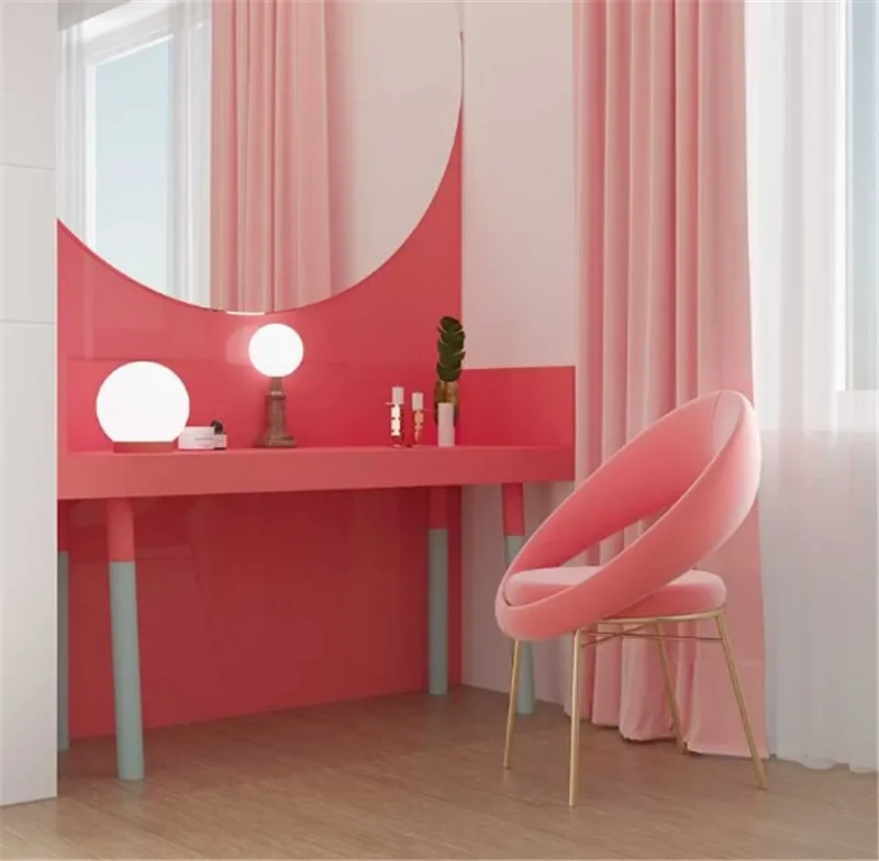 Nordische moderne minimalist ische Mädchen Prinzessin Schlafzimmer Make-up Stuhl, Schmink tisch Hocker zurück ins Maniküre Stuhl