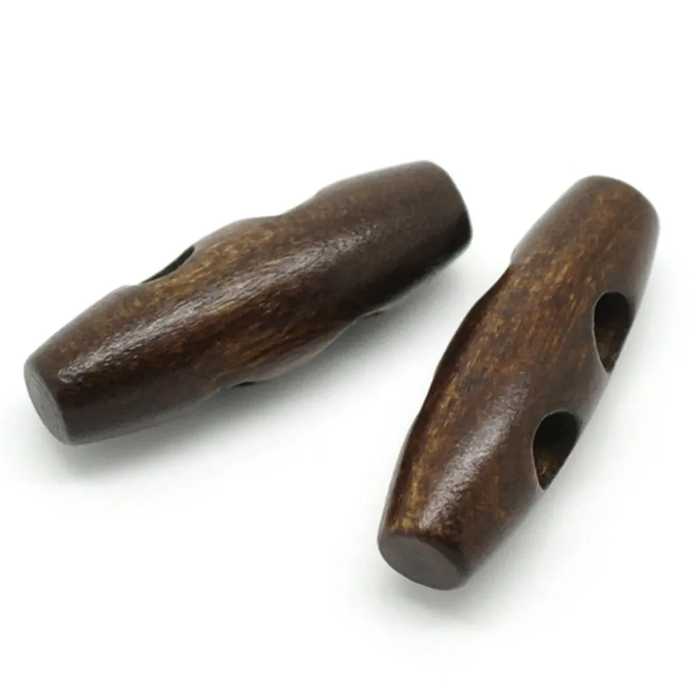 

50Pcs Wooden Oval Double Hole Buttons Dark Coffee Multipurpose Sewing Knitting Craft Decoration Wood Button Wood Button