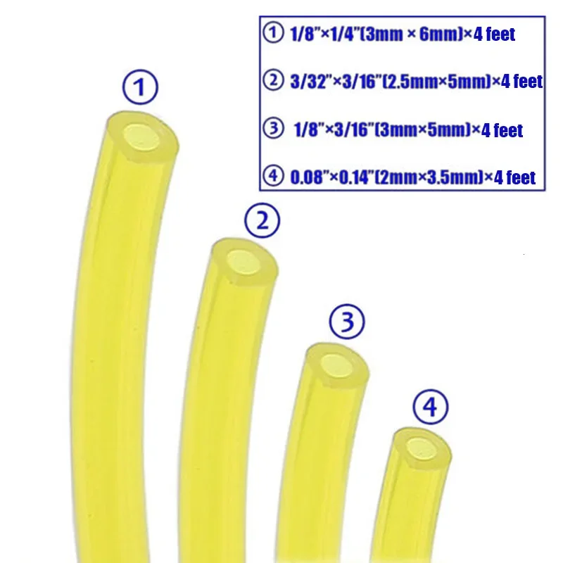 

4 sizes Yellow Hose Pipe Tubing Trimmer Chainsaw Blower Fuel pipes Tools Replacement Kit Tube Accessories Parts