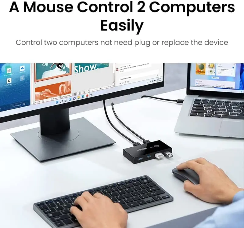 UGREEN USB Switch Selector 2 Computers Sharing 4 USB Devices USB 2.0 Peripheral Switcher Box Hub