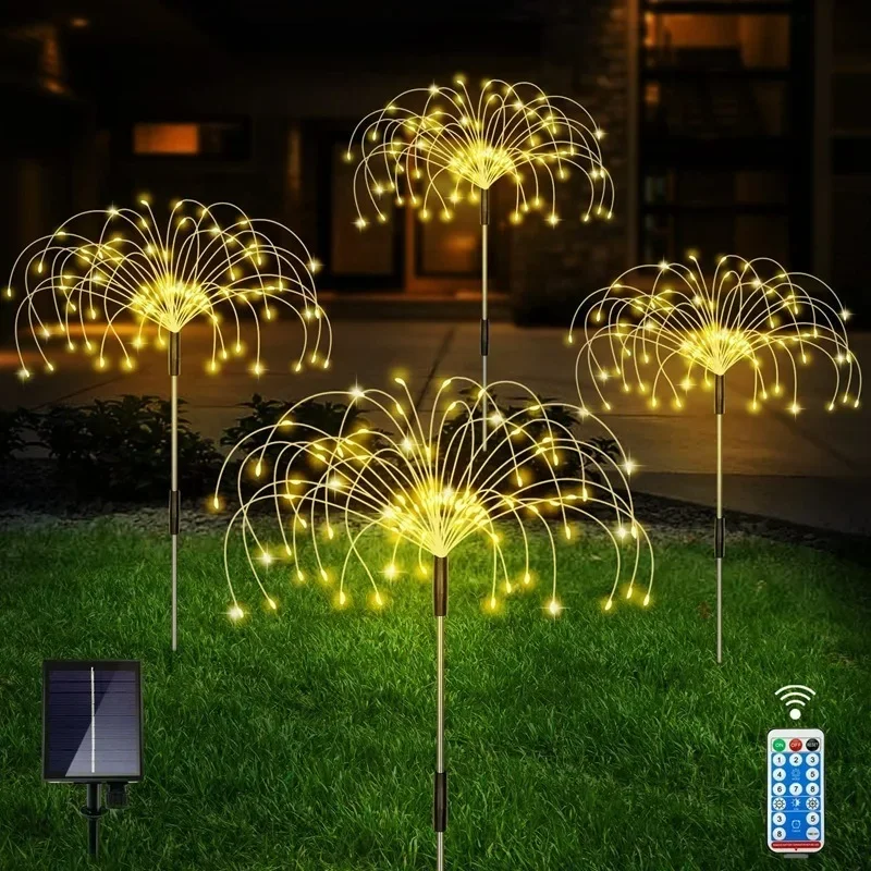 LED Solar Ground Mounted Fireworks Lights for Home Use Courtyard Gardens Lawns Starry Sky Lights Christmas Decorative Lights