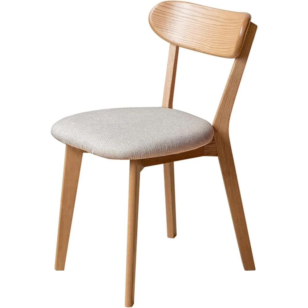 

100% Solid Oak Dining Chair, Mid-century Modern Dining Chair with Upholstered Cushions, Kitchen, Dining Room Chair