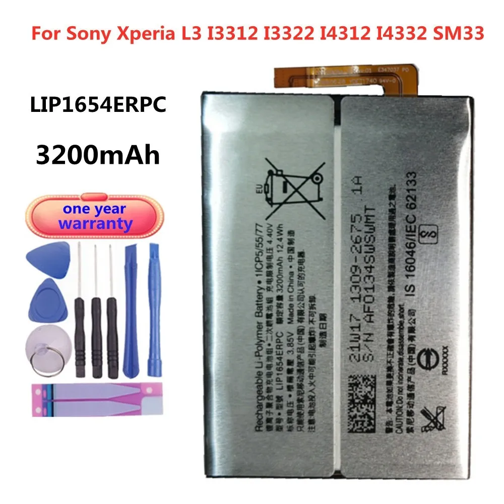 

3.8V 3200mAh LIP1654ERPC Replacement Battery For Sony Xperia L3 I3312 I3322 I4312 I4332 SM33 LIP1654 SNYS1654 Phone Batteries