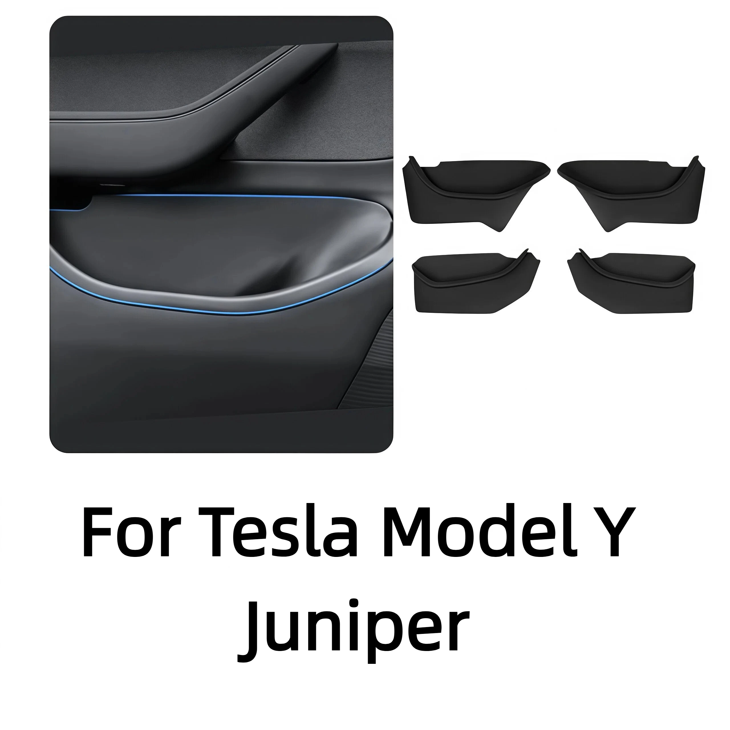 

For Tesla Model Y Juniper 2025 Launch 2026 Door Side Storage Box TPE Front Rear All-Inclusive Organizer Modification Accessories