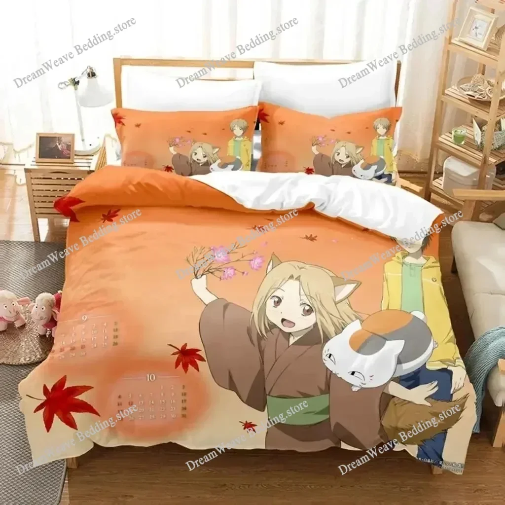 Bedding Decor Anime Natsume's Book of Friends Bedding Set Boys Girls Twin Queen King Size Duvet Cover Pillowcase Bed Boys Adult