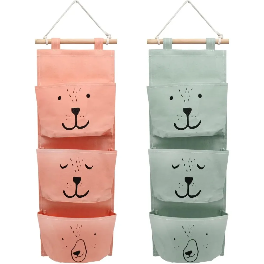 Hanging Storage Bag Foldable 3 Pocket Waterproof Hanging Bag for Children's Room Hanging Bag for Clutter Storage Behind Door