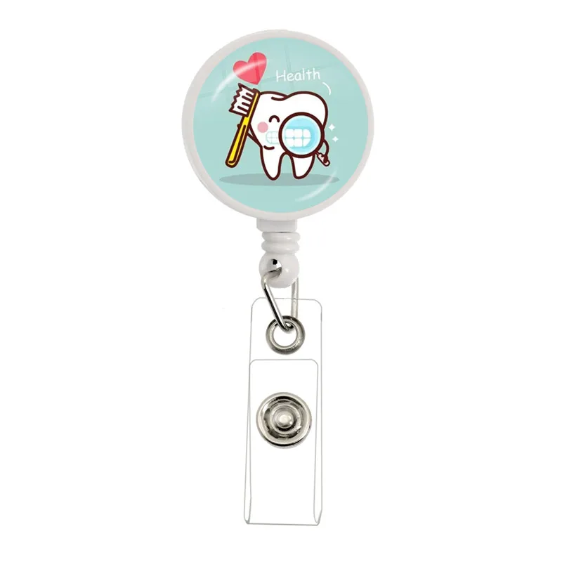 2022 Lovely Teeth Style Retractable Creative Card Holder Badge Reel Nurse Exhibition Enfermera Girl Name Card Chest For Dentis