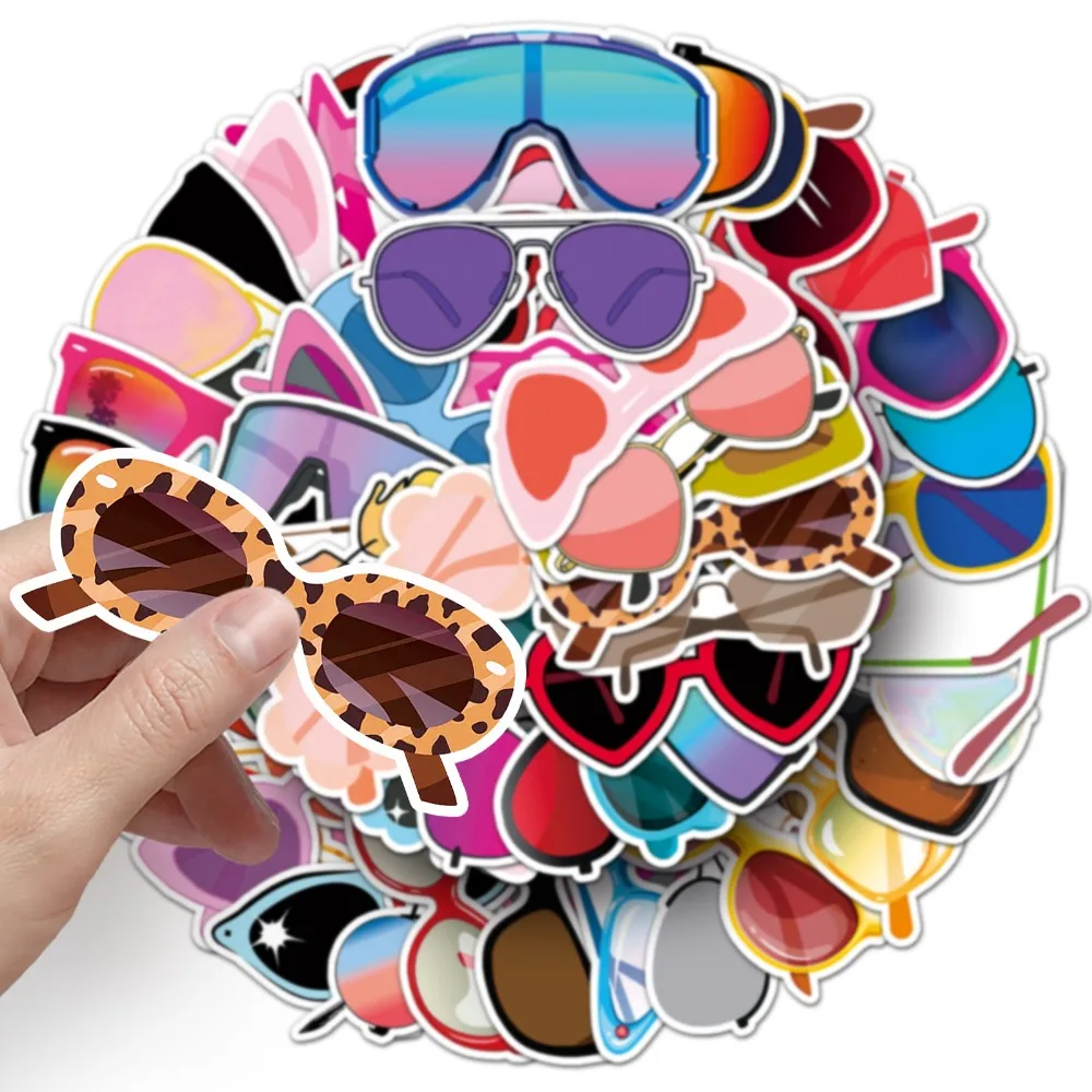 10/50pcs Cool Summer Sunglasses Stickers Graffiti Personalized Cartoon Skateboard Notebook Phone Decorative Sticker Toys