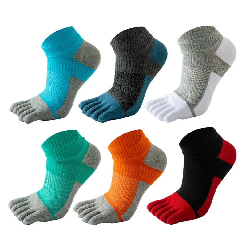 Baumwolle Zehensocken Sport Knöchel Mann Junge Mesh Atmungsaktiv Schweißabsorbierend Deodorant Weiche elastische Fitness Fünf-Finger-Socken Student