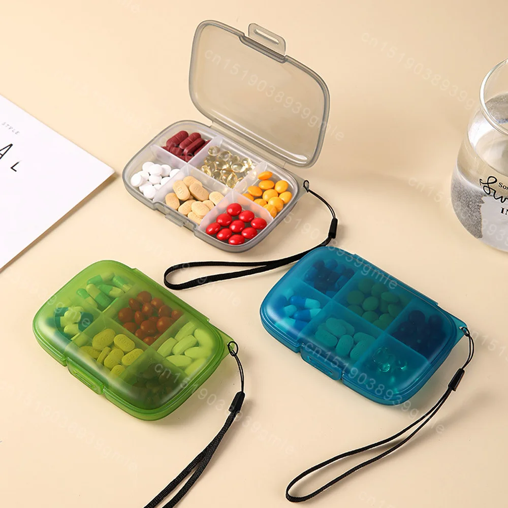 Sealed Medicine Box with Rope Pill Organizer Moisture Proof Pills Box Daily Pill Case Portable Medicine Vitamin Holder Container