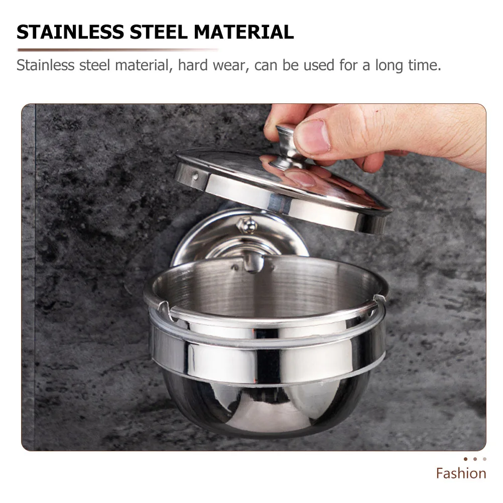 

1pc Stainless Steel Mounted Ashtray Bathroom Wall Ash Holder Multi Clip Design Easy Cleaning Household Cigarette Ash