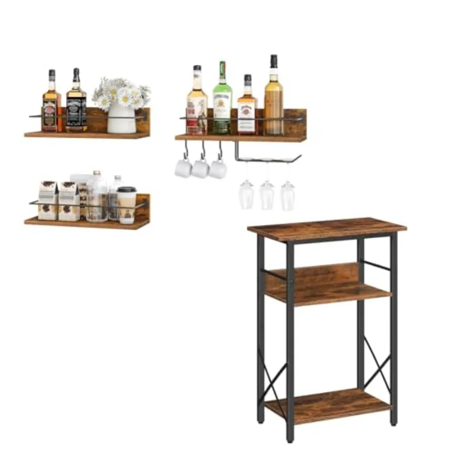 

10 Gallon Aquarium Stand and Wall Mounted Wine Rack 3 Pack, 3-Tier Fish Tank Stand with Storage, Wine Shelf Hanging Floating Wa