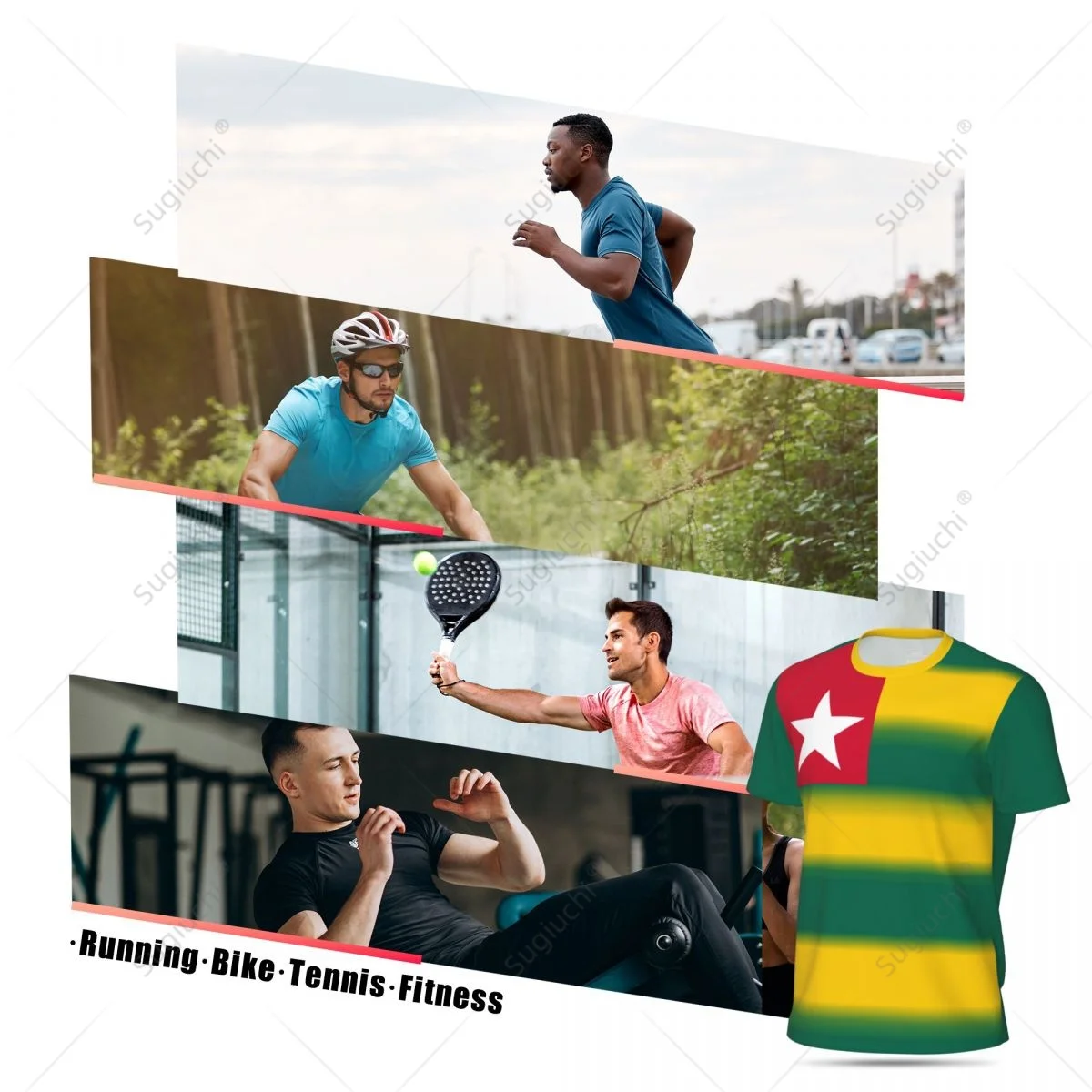 Sports Mesh T-shirt Togo Flag For Running Bike Soccer Tennis Football Fitness Tees 3D Printed Custom