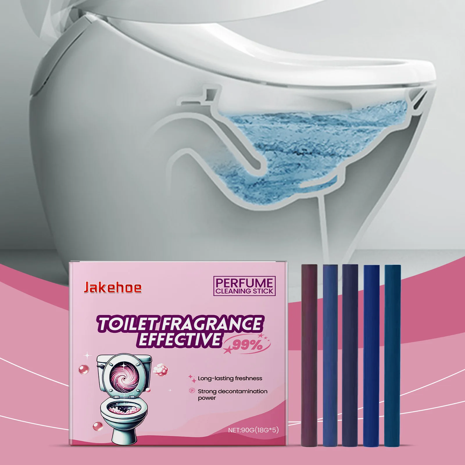 

Perfume Toilet Cleaning Stick 90g, Fresh Fragrance, Long-Lasting Odor Removal, Stains Dissolver, Automatic Toilet Tank Cleaner
