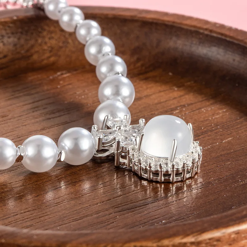 Shijia Pearl Broken Silver Escape Princess Necklace Women's Korean Version Temperament Elegant Advanced Collarbone Chain